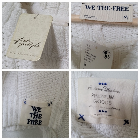 NWT Free People We The Free In A Daze Cable Knit Sweater In Optic White - Picture 2 of 14